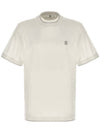 Cotton Short Sleeve T-Shirt Ivory - BRUNELLO CUCINELLI - BALAAN 1