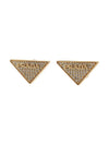 Crystal Logo Zirconie Earrings Gold - PRADA - BALAAN 3