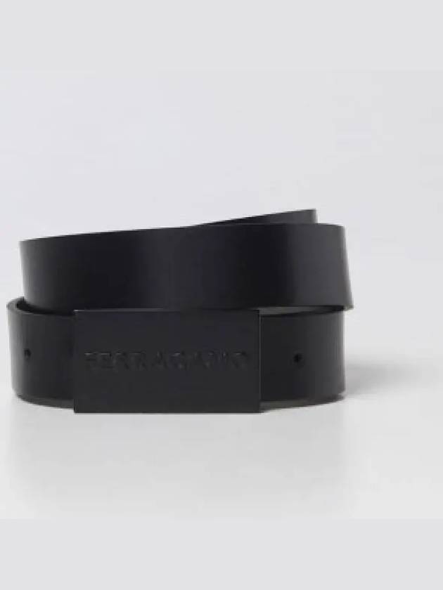 Men's Logo Square Leather Belt Black - SALVATORE FERRAGAMO - BALAAN 2