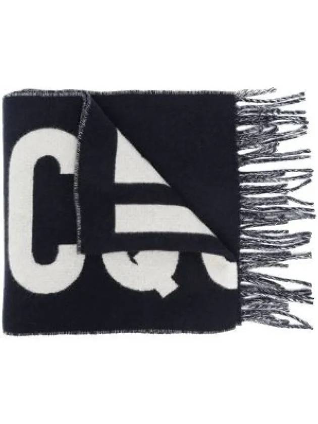 Lecharpe Fringe Logo Virgin Wool Muffler Navy - JACQUEMUS - BALAAN 2