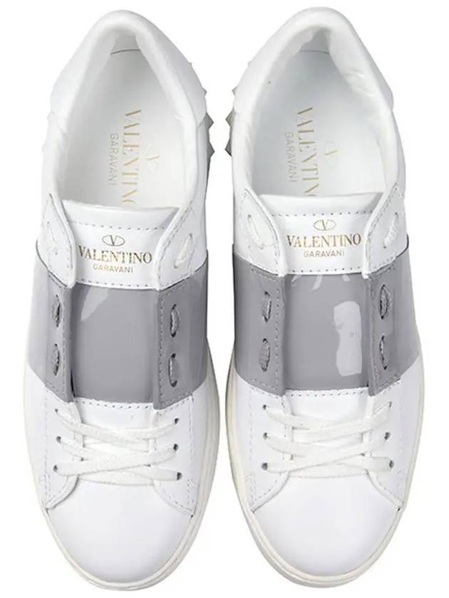 Women's Banding Open Low Top Sneakers White Grey - VALENTINO - BALAAN 3