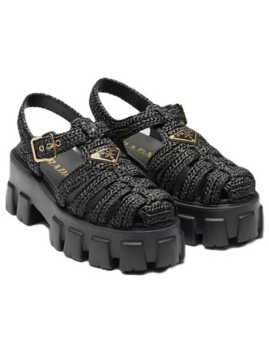 Monolith Crochet Cage Sandals Black - PRADA - BALAAN 2