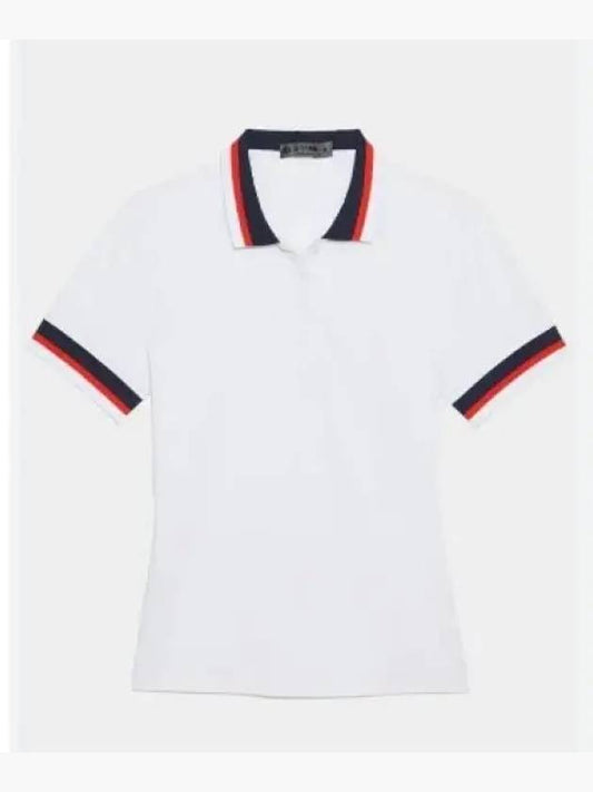 Women's Pleated Collar Tech Short Sleeve Polo Shirt White - G/FORE - BALAAN 2