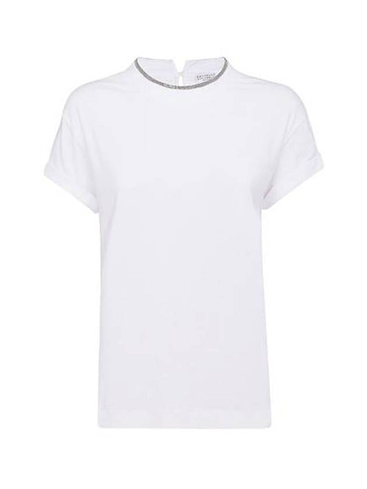 Crew Neck Turn-Up Sleeve Short Sleeve T-Shirt White - BRUNELLO CUCINELLI - BALAAN 1
