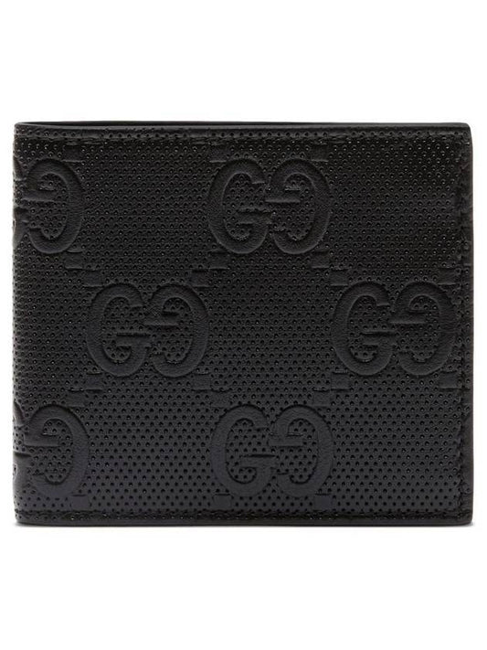 Embossed GG Half Wallet Black - GUCCI - BALAAN 1