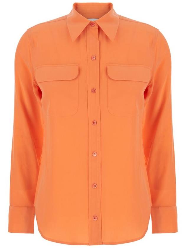 'Signature' Orange Shirt  With  Pointed Collar In Silk Woman - EQUIPMENT - BALAAN 1