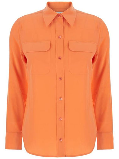 'Signature' Orange Shirt  With  Pointed Collar In Silk Woman - EQUIPMENT - BALAAN 1