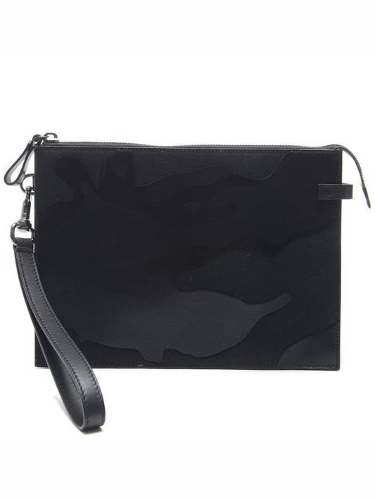 Camouflage Clutch Bag Black - VALENTINO - BALAAN.