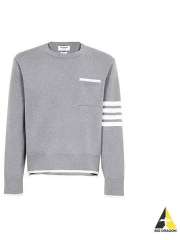 Diagonal armband pocket knit light gray MKA452A Y3006 - THOM BROWNE - BALAAN 1