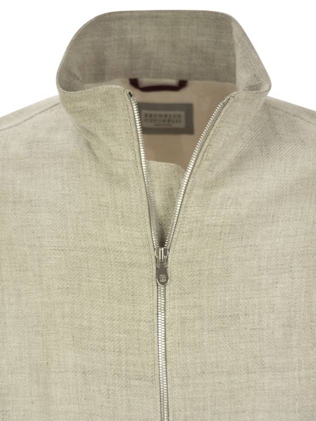 Linen, wool and silk diagonal bomber jacket - BRUNELLO CUCINELLI - BALAAN 4