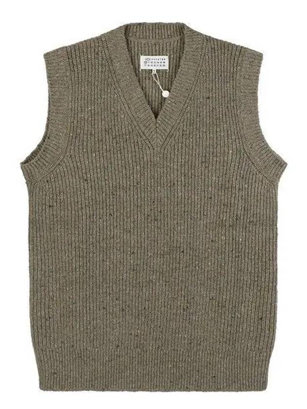 Margiela 23SS S50FB0097 S18207 732 V-neck ribbed knit vest walnut　 998454 - MAISON MARGIELA - BALAAN 1