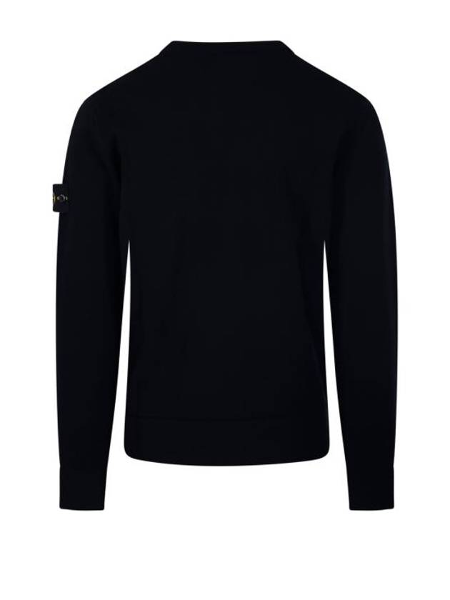 Compass Badge Crewneck Virgin Wool Knit Top Black - STONE ISLAND - BALAAN 4