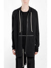 Drawstring Long Fit Cotton Zip-up Hoodie Black - RICK OWENS - BALAAN 7