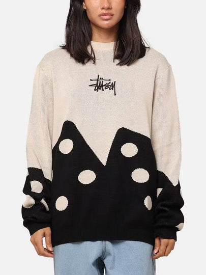 DICE Knit Top Beige Black - STUSSY - BALAAN 2