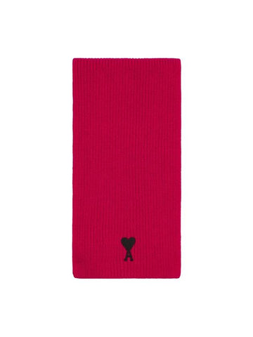 Heart Logo Merino Wool Muffler Pink - AMI - BALAAN 1