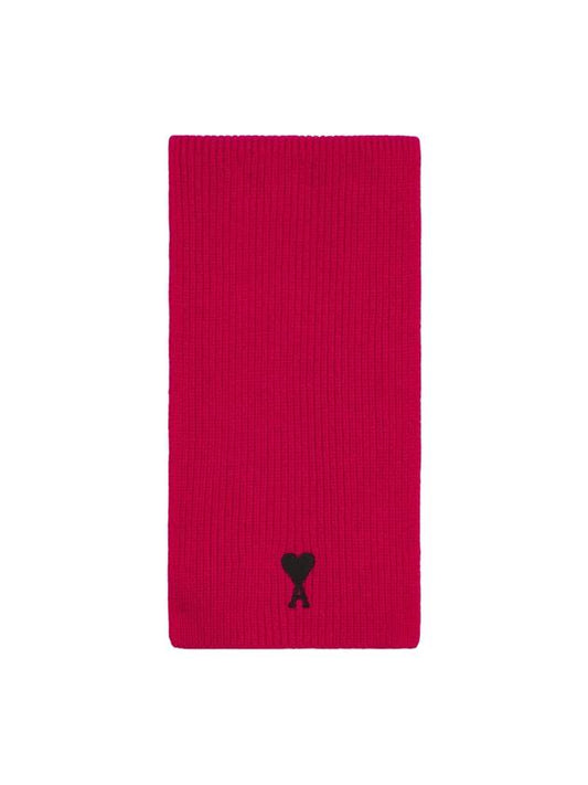 Heart Logo Merino Wool Muffler Pink - AMI - BALAAN 1