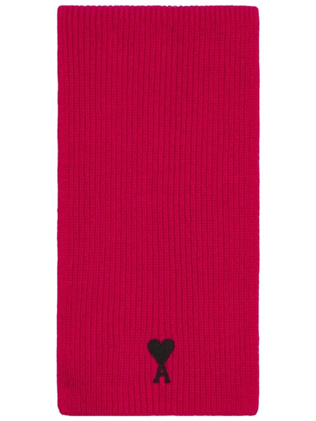 Heart Logo Merino Wool Muffler Pink - AMI - BALAAN.