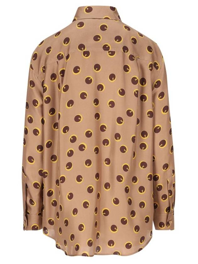 Printed Silk Twill Shirt Light Brown - FENDI - BALAAN 3