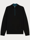 Zip Neck Merino Wool Knit Top Black - PAUL SMITH - BALAAN 2