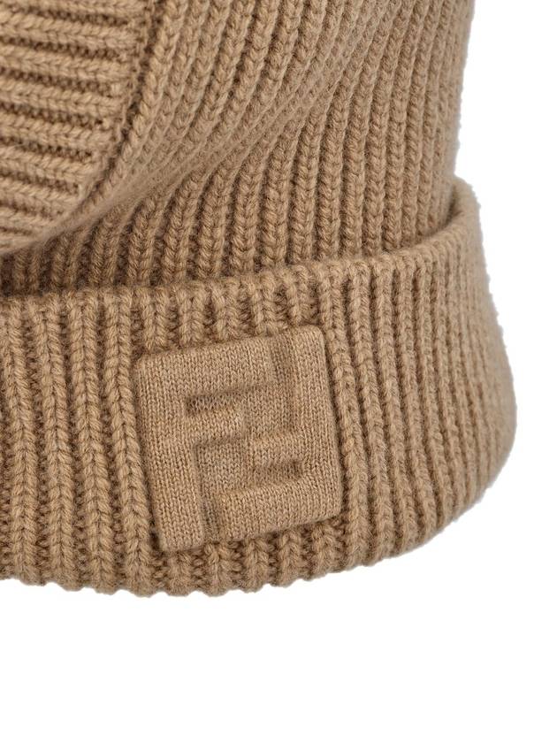 FF Logo Wool Balaclava Beige - FENDI - BALAAN 5