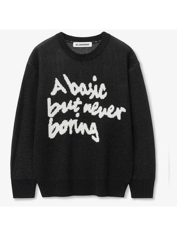 Slogan Round Knit Top Black - BLONDNINE - BALAAN 1