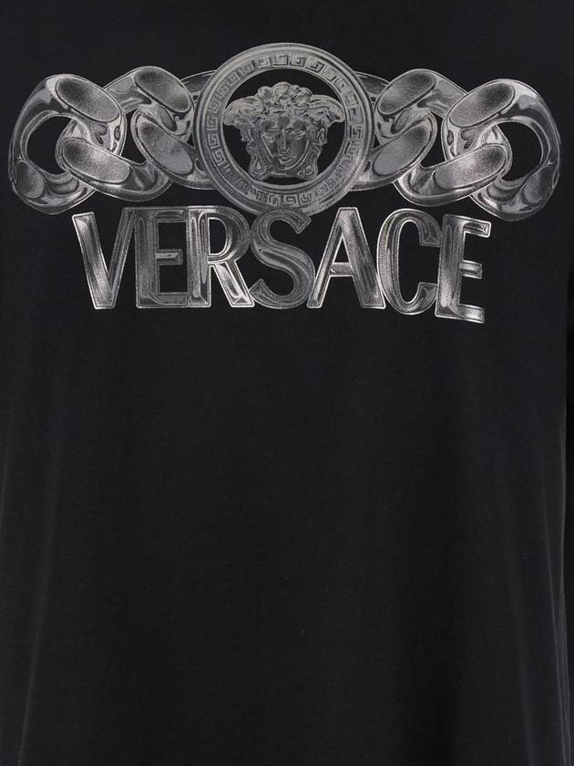 Black T-Shirt With Medusa Head Logo Print On The Front In Cotton Man - VERSACE - BALAAN 3