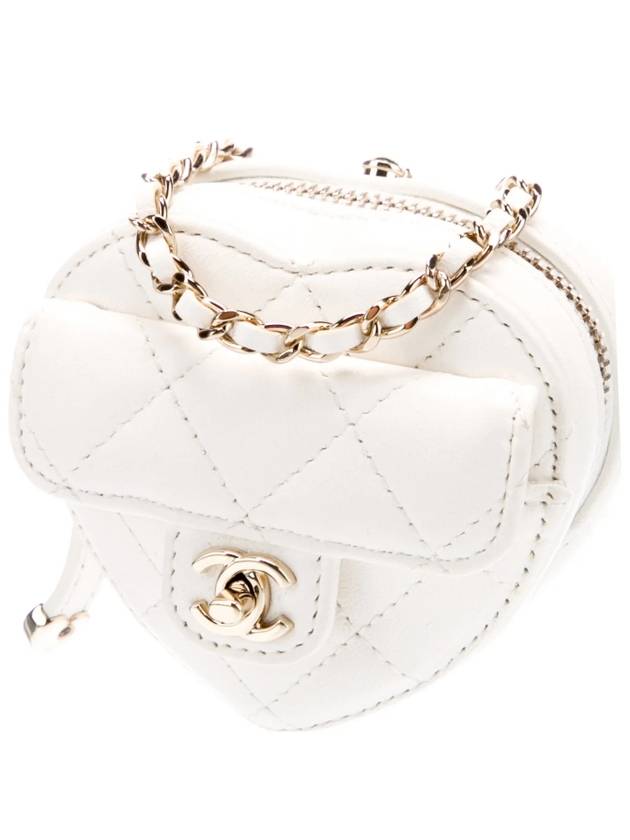 Heart Mini Chain Coin Purse White - CHANEL - BALAAN 3