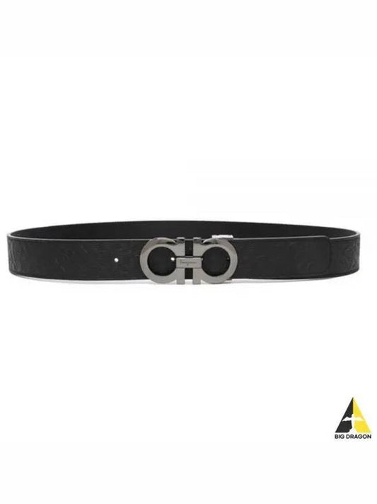 Gancini Reversible Adjustable Leather Belt Black - SALVATORE FERRAGAMO - BALAAN 2