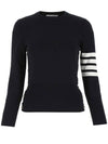 4-Bar Milano Stitch Crew Neck Knit Top Navy - THOM BROWNE - BALAAN 2