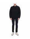 Knotted Ribbed Stitch Pure Wool Crewneck Knit Top Black - STONE ISLAND - BALAAN 4