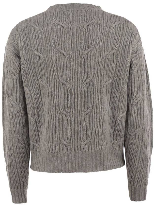 Ribbed crewneck sweater with cable knits - PESERICO - BALAAN 2