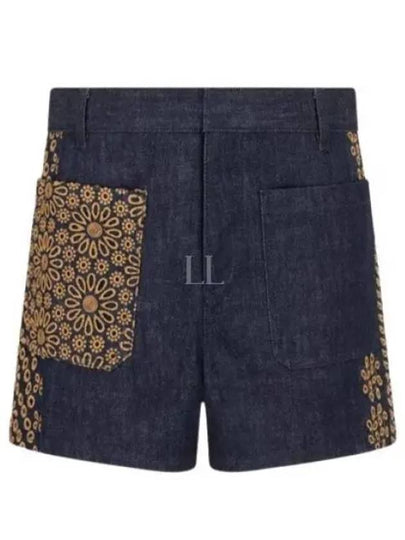 Flower Embroidered Cotton Denim Shorts Blue - DIOR - BALAAN 2