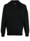 Logo Patch Cotton Fleece Hoodie Black - STONE ISLAND - BALAAN 2