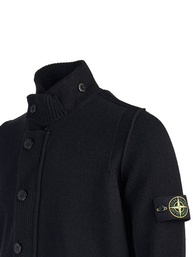 Wappen High Neck Button Up Wool Cardigan Black - STONE ISLAND - BALAAN 6