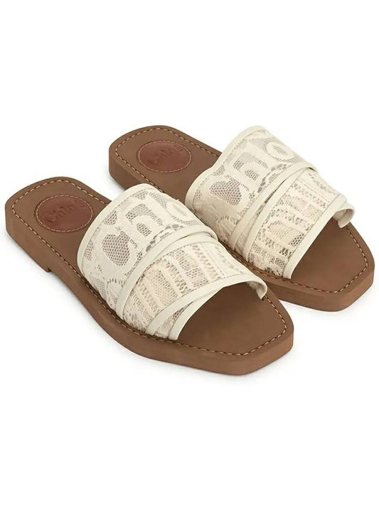 Women's Lace Strap Woody Slippers Ivory Brown - CHLOE - BALAAN 2