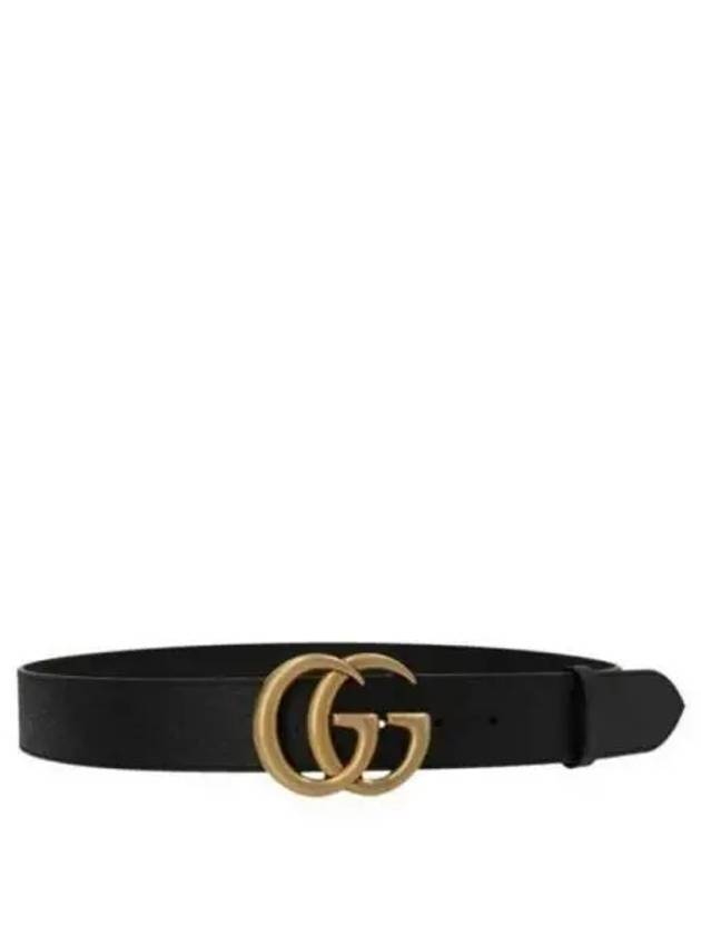 GG Marmont Double G Buckle Wide Leather Belt Black - GUCCI - BALAAN 2