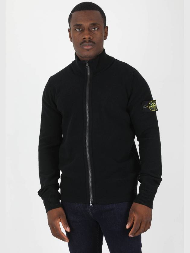 Men's Knit Zip-Up Jacket Black - STONE ISLAND - BALAAN 2