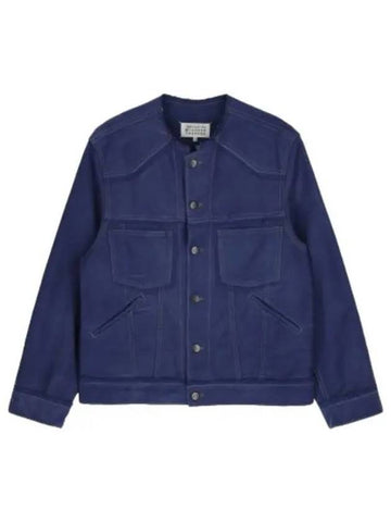 Walker Moleskine Distressed Jacket Cobalt Blue Jumper - MAISON MARGIELA - BALAAN 1