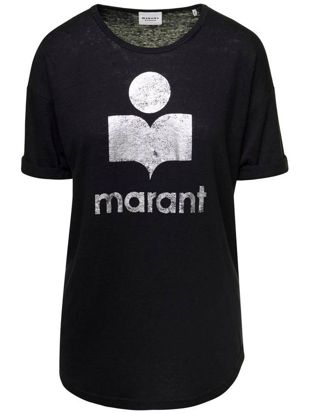 Koldi Linen Short Sleeve T-Shirt Black - ISABEL MARANT ETOILE - BALAAN 2