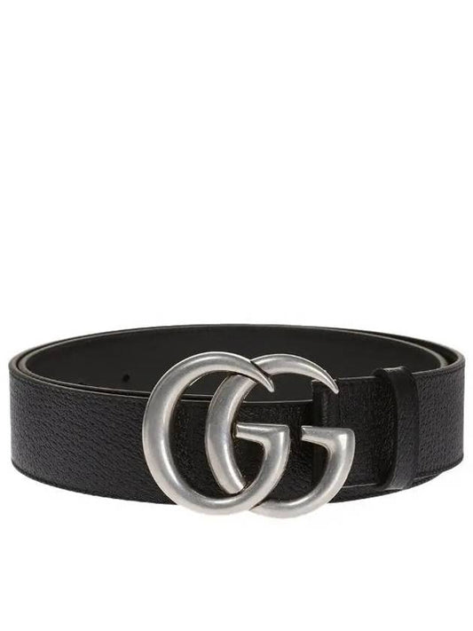 GG Marmont Double Buckle Belt Black Silver - GUCCI - BALAAN 2