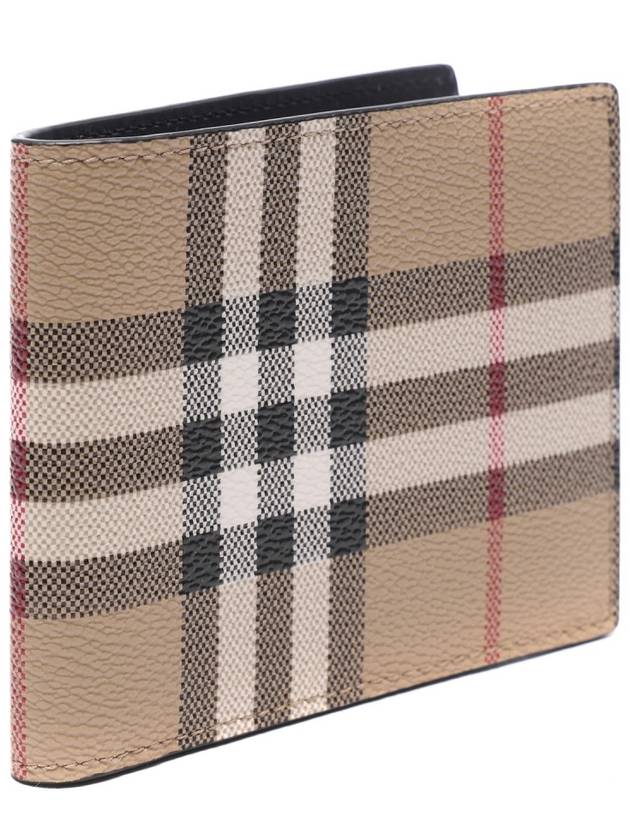 Check Slim Bifold Leather Half Wallet Beige - BURBERRY - BALAAN 4