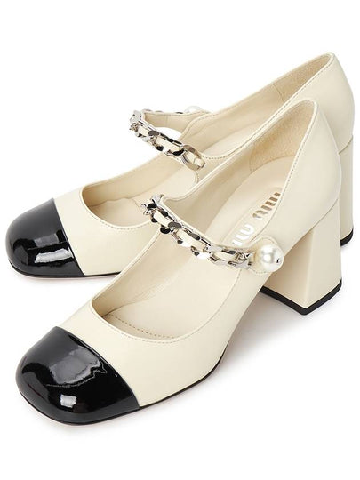 Leather Pumps Ivory Black - MIU MIU - BALAAN 2