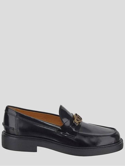 Metal Logo Leather Loafers Black - TOD'S - BALAAN 2