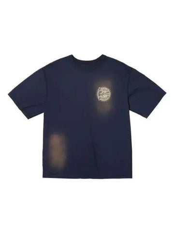 Garment washed lettering graphic short sleeve t shirt navy - OGARP - BALAAN 1