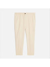 Elastic Cotton Crop Straight Pants Beige - AMI - BALAAN 3