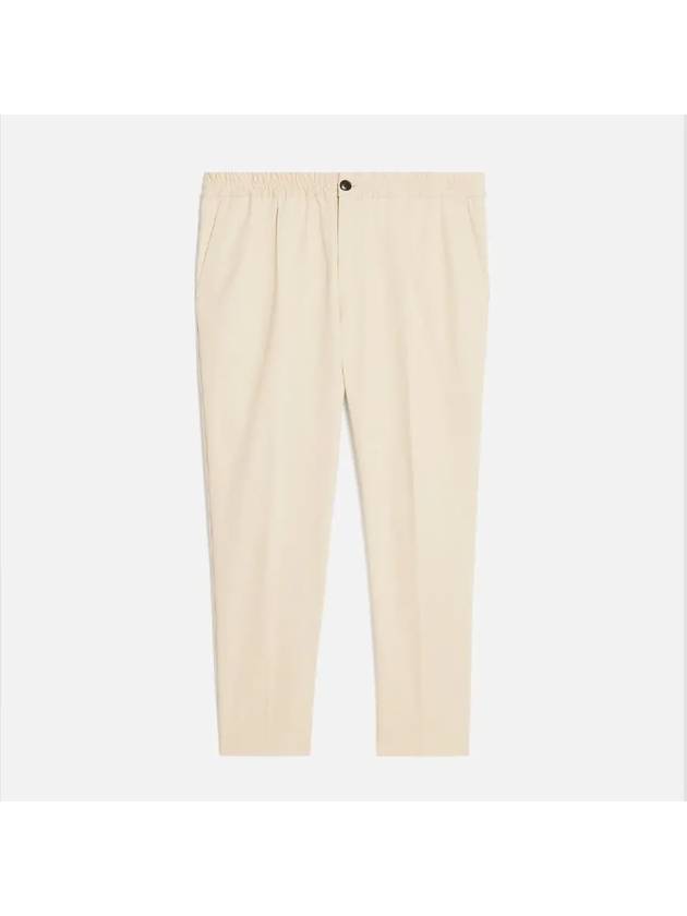 Elastic Cotton Crop Straight Pants Beige - AMI - BALAAN 4