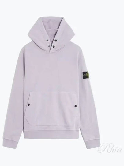 Snap Brushed Cotton Fleece Hoodie Lavender - STONE ISLAND - BALAAN 2