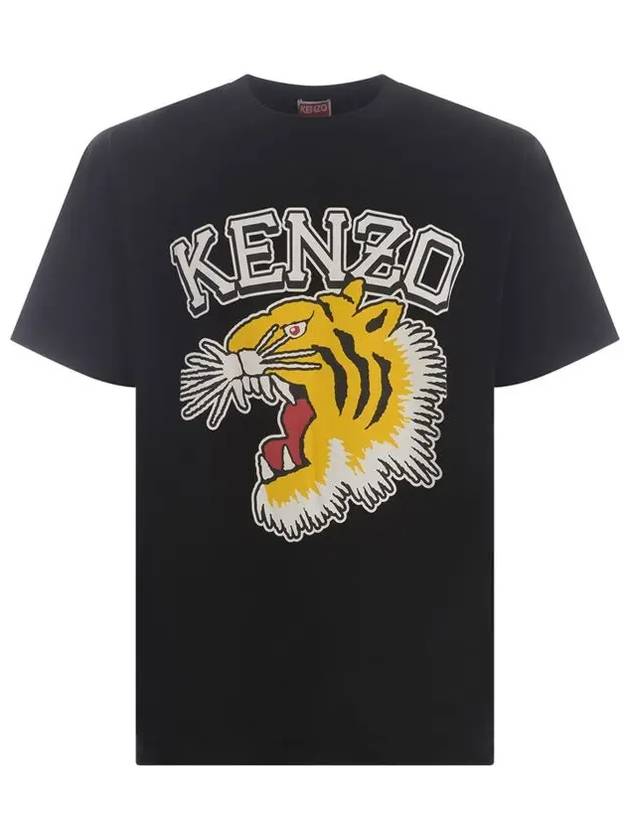 Tiger Varsity Cotton Short Sleeve T-Shirt Black - KENZO - BALAAN 3