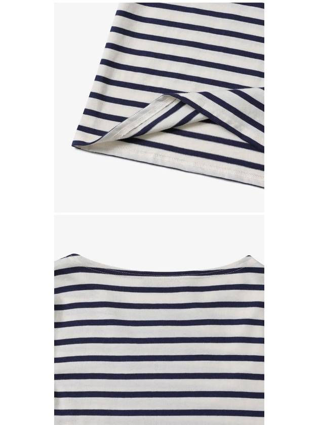 9858 ECRU MARINE Minquire Modern Stripe Long Sleeve T Shirt - SAINT JAMES - BALAAN 4