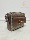 Used luxury goods Lewis It Brown GG Supreme 1955 Horsebit small shoulder bag - GUCCI - BALAAN 3